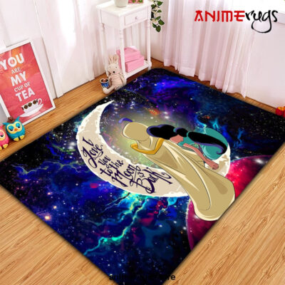 Aladin Couple Love You To The Moon Galaxy Carpet Rug Home Room Decor Small / Premium Rectangle Rug Official Rug Merch