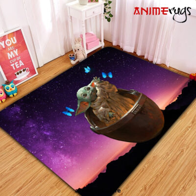 Baby Yoda Galaxy Butterfly Rug Carpet Rug Home Room Decor Premium Rectangle Rug / Small Official Rug Merch