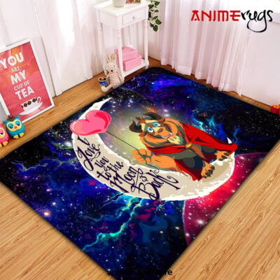 Beauty And The Beast Love You To The Moon Galaxy Carpet Rug Home Room Decor Small / Premium Rectangle Rug Official Rug Merch