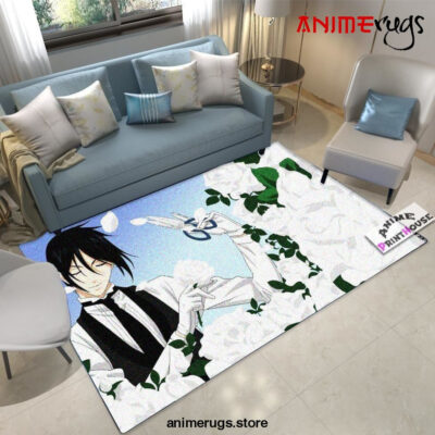 Black Butler Trimming White Roses Area Rugs Anime Living Room Carpet Home Rug Regtangle Carpet Floor Decor Home Decor - Dreamrooma