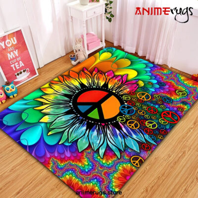 Colorful Hippie Sunflower Rug Carpet Rug Home Room Decor Premium Rectangle Rug / Small Official Rug Merch