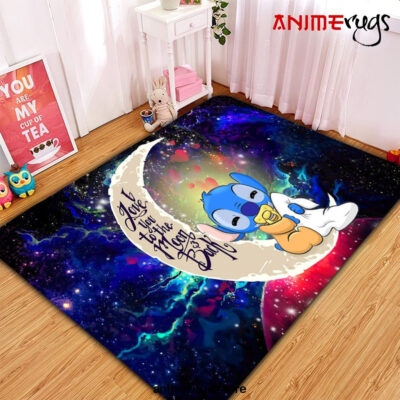 Cute Baby Stitch Sleep Love You To The Moon Galaxy Carpet Rug Home Room Decor Small / Premium Rectangle Rug Official Rug Merch