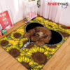Cute Dog Sunflower Zipper Rug Carpet Rug Home Room Decor Premium Rectangle Rug / Small Official Rug Merch