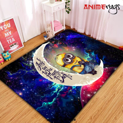 Cute Minions Despicable Me  Love You To The Moon Galaxy Carpet Rug Home Room Decor Small / Premium Rectangle Rug Official Rug Merch