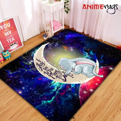 Dumbo Elephant Love You To The Moon Galaxy Carpet Rug Home Room Decor Small / Premium Rectangle Rug Official Rug Merch