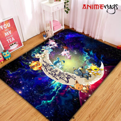 Eevee Evolution Pokemon Love You To The Moon Galaxy Carpet Rug Home Room Decor Small / Premium Rectangle Rug Official Rug Merch