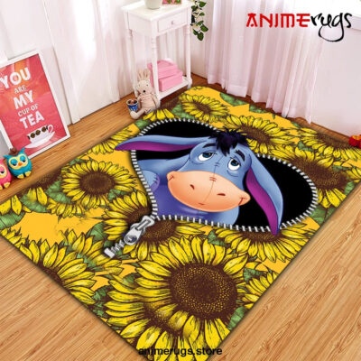 Eeyore Winnie The Pooh Sunflower Zipper Rug Carpet Rug Home Room Decor Premium Rectangle Rug / Small Official Rug Merch