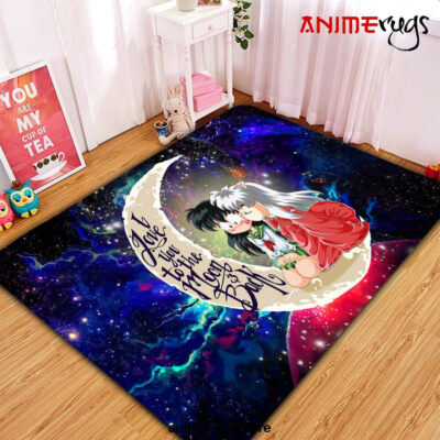Inuyasha Love You To The Moon Galaxy Carpet Rug Home Room Decor Small / Premium Rectangle Rug Official Rug Merch