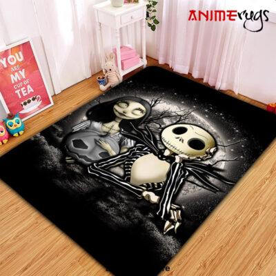 Jack And Sally Nightmare Before Christmas Moonlight Rug Carpet Rug Home Room Decor Premium Rectangle Rug / Small Official Rug Merch