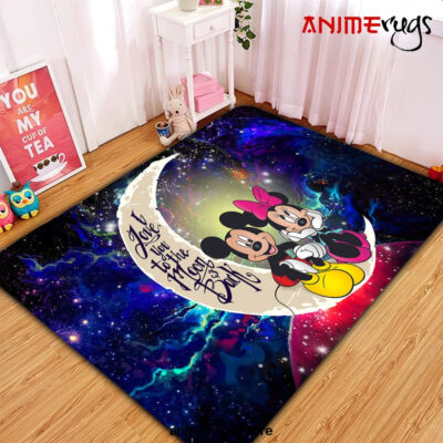 Mice Couple Love You To The Moon Galaxy Carpet Rug Home Room Decor Small / Premium Rectangle Rug Official Rug Merch