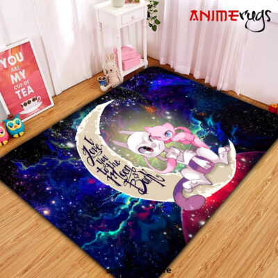 Pokemon Couple Mew Mewtwo Love You To The Moon Galaxy Carpet Rug Home Room Decor Small / Premium Rectangle Rug Official Rug Merch