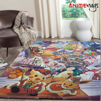 Pokemon Merry Christmas Anime Movies Area Rugs Living Room Carpet Christmas Gift Rug Regtangle Carpet Floor Decor Home Decor V17240 - Dreamrooma