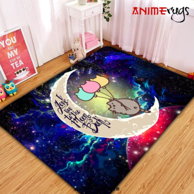 Pusheen Cat Love You To The Moon Galaxy Carpet Rug Home Room Decor Small / Premium Rectangle Rug Official Rug Merch
