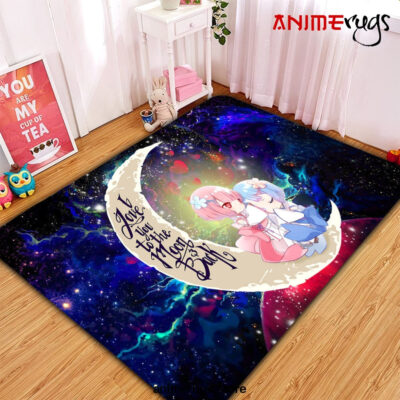 Ram And Rem Re Zero Love You To The Moon Galaxy Carpet Rug Home Room Decor Small / Premium Rectangle Rug Official Rug Merch