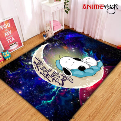 Snoopy Dog Sleep Love You To The Moon Galaxy Carpet Rug Home Room Decor Small / Premium Rectangle Rug Official Rug Merch