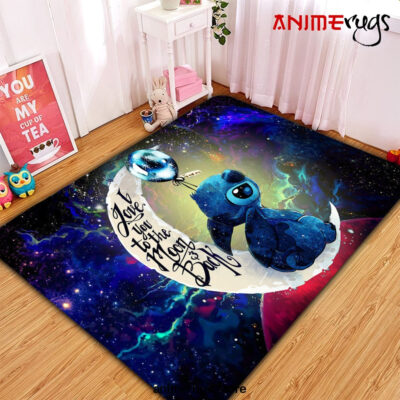 Stitch Love You To The Moon Galaxy Carpet Rug Home Room Decor Small / Premium Rectangle Rug Official Rug Merch