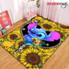 Stitch Sunflower Ziper Rug Carpet Rug Home Room Decor Premium Rectangle Rug / Small Official Rug Merch