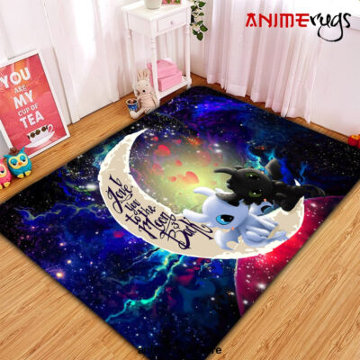 Toothless Light Fury Night Fury Love You To The Moon Galaxy Carpet Rug Home Room Decor Small / Premium Rectangle Rug Official Rug Merch