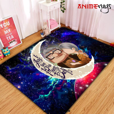 Up Couple Love You To The Moon Galaxy Carpet Rug Home Room Decor Small / Premium Rectangle Rug Official Rug Merch