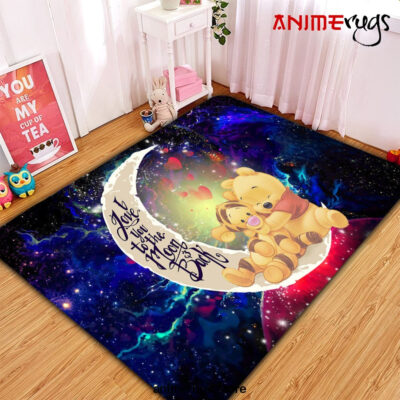 Winnie The Pooh Love You To The Moon Galaxy Carpet Rug Home Room Decor Small / Premium Rectangle Rug Official Rug Merch