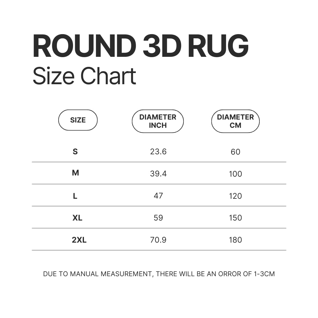 Roung Rug Size Chart 1 - Anime Rugs Store